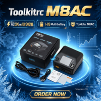 Cargador/Descargador Inteligente de Baterías Lipo ToolkitRC M8AC 1-8S AC 200W DC 600W 20A para Baterías de Plástico LiHV, LiFe, Lilon, NiMH para Drones RC