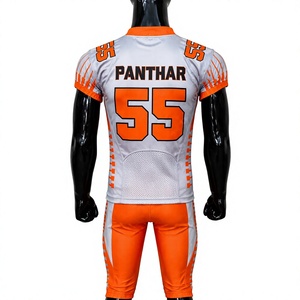 PANTHAR ชุดเสื้อฟุตบอลอเมริกันแบบซับลิเมชั่นคอวีแขนสั้นระบายความชื้นชุดยูนิฟอร์มผู้ชายสีส้มสีขาว 55 - Product Image 4