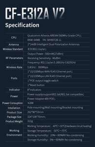 Comfast CF-E312A V2 CPE Wireless Esterno <span class=keywords><strong>a</strong></span> Lungo Raggio 5-10Km PTP 650mbps, Bridge WiFi per Telecamera CCTV, Nuovo CPE Wireless 5.8GHz per Esterni - Product Image 6