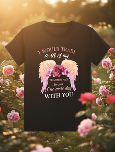 T-Shirt Nera da Donna a Maniche Corte con Collo Tondo, 200g Cotone, Stampa Floreale con Citazione Ispiratrice, per Uso Quotidiano Casual - Product Image 2