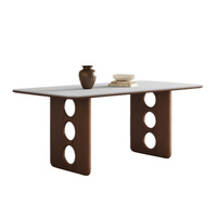 Nouvelle table à manger rectangulaire en dalle de pierre de style chinois, démontable, pour restaurant, table à manger pour petit appartement, noyer