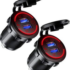 Car Charger 12-24V <b>USB</b> Type A QC 3.0 Fast Charger Touch <b>Switch</b> Cigarette Lighter Adapter - Product Image 1