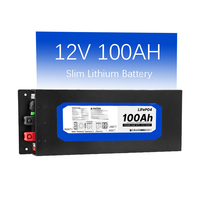 Batterie LiFePO4 Slim 12V 100Ah |   Batterie au lithium compacte de 1,28 kWh pour camping-car, plus de 6000 cycles, montage facile, espaces restreints