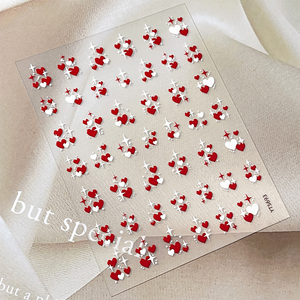 1 Pieza de Pegatinas de Uñas con Purpurina de Corazón Rojo para el Día de San Valentín - Diseño de Dibujos Animados Autoadhesivo Brillante con Corazones para Decoración de Uñas - Product Image 4