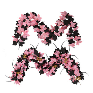 Guirlande en rotin Zongwang pour Halloween, feuilles violettes et noires, 6 pieds, décoration pour la maison, la fenêtre, les fêtes - Product Image 3