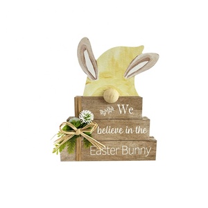 Cartel de madera decorativo de Primavera de Pascua conejito adorno de jardín Placa de mesa para decoración del hogar - Product Image 1