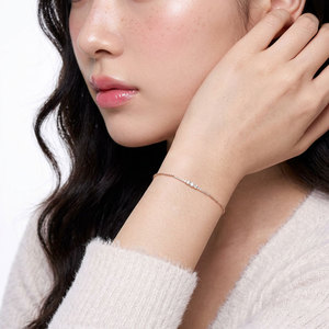 Hong Kong Supplier Classic Design Jewelry Set 18K <b>Solid</b> Rose <b>Gold</b> Real Natural Diamond Bracelet Gift For Women Everyday Wear - Product Image 6