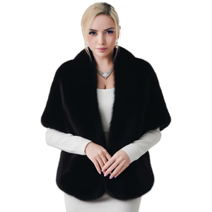 Women's Faux Fox Fur Shawl Wrap Elegant Winter Cape for Wedding & <b>Evening</b> Parties, Medium Length, Solid Color, Breathable & Eco- - Product Image 1
