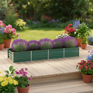 Fioriera rialzata moderna in acciaio zincato verde 126 x 31,5 x 17,7 pollici per fiori e piante - Product Image 2