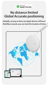 Portable GPS Pet Tracker Anti-Perte Key Finder avec FindMy Apple Tracking Smart Real Time Pet Tag Global Plastic - Product Image 4