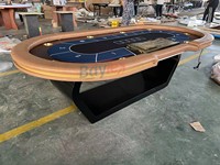 Table de poker professionnelle à 10 joueurs avec lumières LED et roues Table de Texas Hold'em de luxe pour le jeu de fête de casino à domicile