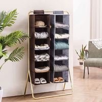Organisateur de rangement suspendu moderne et pliable à 6 couches, grande capacité, design tendance et coloré, avec poches latérales pour chaussures et vêtements, idéal pour armoire