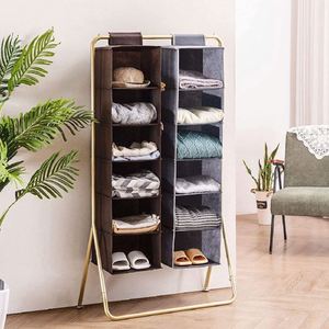 Trend Design Colorful Large Capacity 6-Layer Foldable Modern Hanging <b>Shoes</b> & Clothes Storage Organizer Side Pockets for Wardrobe - Product Image 5
