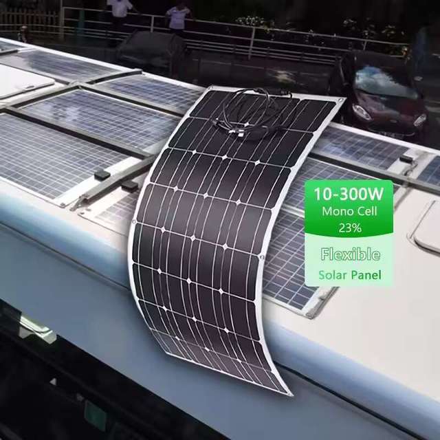 Thin Film 100W 200W 300W Flexible Mono Car Hood Solar Panel PV Module Panel Solar Surya for Trailer Balcony Rollable Solar Panel