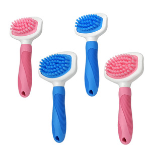 <b>Pet</b> Bathing Massage Comb Soft Bristles Blue Pink Large Small For Dog Cat Grooming - Product Image 5