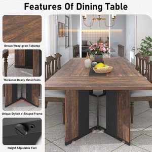 Mesa de Comedor Rectangular Moderna SENYU de Madera con Patas Metálicas para 6-8 Personas, Muebles para el Hogar, Diseño Estable - Product Image 6