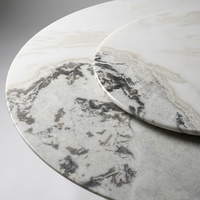 Table à manger ronde moderne en marbre naturel avec plateau tournant Lazy Susan, ensemble de meubles de salle à manger de luxe en pierre pour villas et appartements