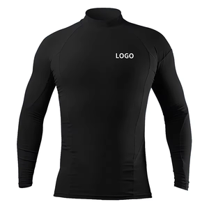 T-shirt de compression en polyester OEM personnalisé à col montant et manches longues, T-shirt de sport pour homme avec fermeture éclair 1/4, manches longues, léger - Product Image 3