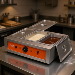 Machine à tempérer le chocolat Vevor, 3 réservoirs, acier inoxydable, équipement de boulangerie électrique, contrôle de la température 86-185F - Product Image 2