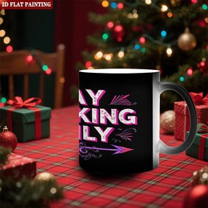 Mug en céramique noir givré de 11 oz sensible à la chaleur, cadeau d'entreprise - Product Image 1
