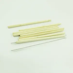 Toksik olmayan çevre dostu organik bambu çok kullanımlı içecek pipetleri yeşil bambu hasır