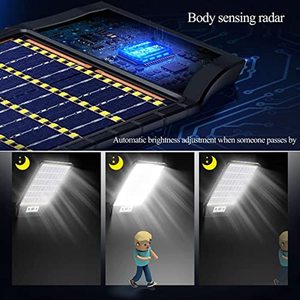 ไฟถนนพลังงานแสงอาทิตย์ โคมไฟพลังงานแสงอาทิตย์กลางแจ้ง พร้อมรีโมทคอนโทรล 3 โหมดแสง กันน้ำ พร้อมเซ็นเซอร์ตรวจจับความเคลื่อนไหว สำหรับสวน ลานบ้าน ทางเดิน - Product Image 6