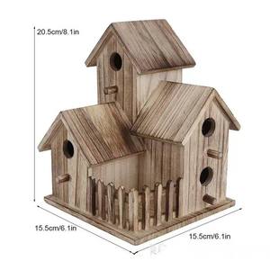 Casa de Nido de Pájaro de madera creativa Caja de cría de pájaros con forma de casa nueva con tres decoraciones de nido - Product Image 5