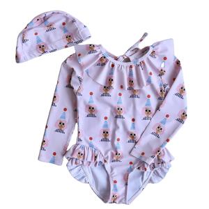 Nuova Boutique di moda costume da bagno estivo per bambine costume intero senza schienale per bambini in pizzo a maniche lunghe con protezione solare - Product Image 1