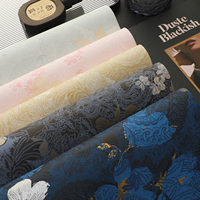 Carta da Imballaggio Vintage con Motivi Orientali Damascati, Carta Kraft Rivestita, Materiali Artistici per Confezioni Floreali, Forniture all'Ingrosso