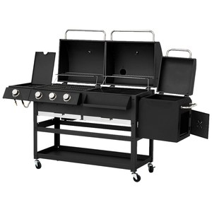 Premium Outdoor 5-Person Gas and Charcoal <span class=keywords><strong>Metal</strong></span> BBQ Smoker, Parrilla <span class=keywords><strong>de</strong></span> gas <span class=keywords><strong>para</strong></span> asar <span class=keywords><strong>leña</strong></span> en fiestas - Product Image 1