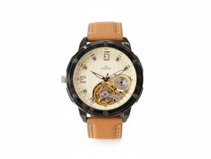 Orologio meccanico ZIVIMIO da 42 mm con cinturino in pelle, stile vintage, movimento analogico da uomo, quadrante in zaffiro - Product Image 1