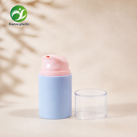 Flacon pompe sans air vide personnalisé OEM, contenant cosmétique rond en plastique couleur pastel pour crème et lotion, avec capuchon transparent pour emballage de soins de la peau