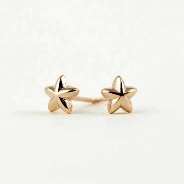 Cute earrings for girls stylish gold plated tiny sterling silver star earrings