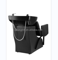 Chaise de lavage de cheveux moderne et confortable avec lavabo en céramique réglable, en cuir PVC, équipement de salon de coiffure et de beauté