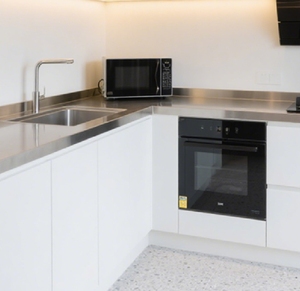 Appartamento 304 in acciaio inox moderno armadio da cucina Zero formaldeide armadio con lavello accessorio per le famiglie - Product Image 2