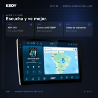 Unité multimédia de voiture KSOY Android 16 avec Android Auto et CarPlay sans câble, sortie RCA et égaliseur