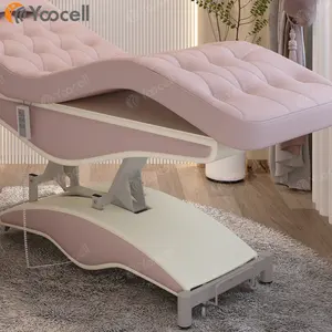 Yoocell高級モダンピンクマッサージテーブル化粧品スパベッド電気4モーター顔美容サロンラッシュベッド