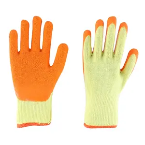 批发工厂价格制造商便宜的皱纹乳胶plaam涂层工作防护手套