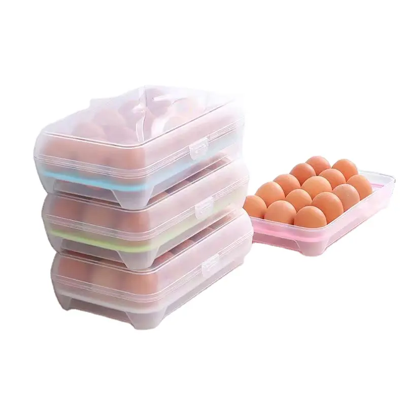 15-Grids Single Layer Eggs Holder box Plastic Stackable Egg Storage Box Container Eco friendly clear plastic