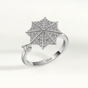 Anillo Giratorio Ajustable con Diamantes CZ en Forma de Paraguas, Anillo Antiestrés para Aliviar la Ansiedad y el Estrés - Product Image 6