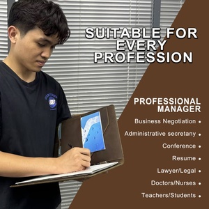 Boshiho Premium Stylish <b>A4</b> File <b>Folder</b> Cover Crazy Horse Genuine <b>Leather</b> Legal Pad Padfolio Binder Portfolio <b>Folder</b> - Product Image 6