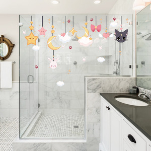 สติกเกอร์ PVC ติดผนังสำหรับตกแต่งห้องเด็กแบบแขวนรูปกระต่ายแมวดาวพระจันทร์ SK7200กันน้ำได้หลายชิ้น - Product Image 5