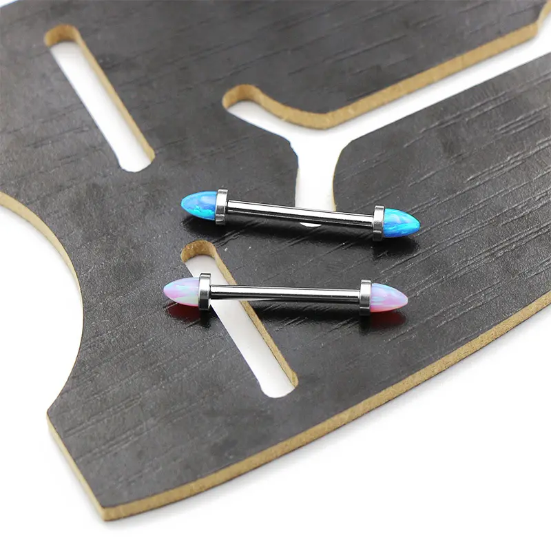Kunden spezifischer Großhandel ASTM F136 G23 Titan Opal Spikes Nippel rings atz mit Innengewinde