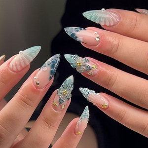 <span class=keywords><strong>Uñas</strong></span> <span class=keywords><strong>Postizas</strong></span> Francesas en Forma de Lazo, Curvadas, Estilo Ojo de Gato, Color Rosa Suave, Semi-Hechas a Mano, Precio Bajo al por Mayor - Product Image 6
