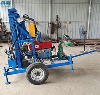 Machine de forage de puits d'eau portable à moteur diesel facile à utiliser avec moteur et boîte de vitesses, profondeur de 150 m sur remorque RCS200P