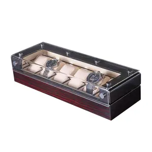 Acrylic watch case transparent bending case multi - table wooden storage case ebony