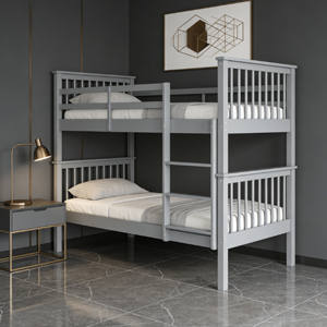 <b>Double</b>-Decker <b>Bunk</b> <b>Beds</b> Wood Frame Low Profile Minimalist Design for School Dormitory Hotel Apartment Commercial Use - Product Image 4