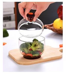Bếp an toàn bát thủy tinh Pyrex Bộ đồ ăn handmade axit boric thủy tinh hấp bát với nắp - Product Image 1