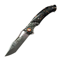 Couteau pliant en acier Damas en gros, manche en fibre de carbone, verrouillage Liner Lock, couteau de poche tactique EDC pour le camping et la survie