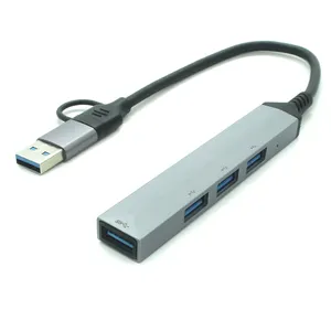 工厂库存USB 3.0 4端口4in1多端口USB-A集线器笔记本电脑电脑扩展坞